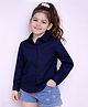 PinkChick Cotton Woven Three Fourth Sleeves Solid Shirt - Navy Blue