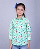 PinkChick Cotton Woven Three Fourth Sleeves Hearts Printed  Shirt - Sea Green
