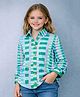 PinkChick Cotton Woven Full Sleeves Abstract Printed Shirt - Sea Green