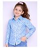 PinkChick Cotton Woven Full Sleeves Floral Printed Shirt - Blue