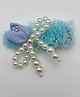 Petite and Posh Floral Applique Detailed Pearls Embellished Hair Clip - Aqua Blue