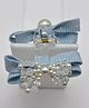 Petite and Posh Bow Applique & Pearls Detailed Sequins Embellished Claw Clip - Light Sky Blue