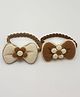 Petite and Posh Bow & Floral Applique Detailed Rubber Bands - Brown