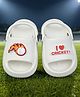 Yellow Bee I Love Cricket Text & Flaming Ball Applique Detailed Slingback Clogs - White