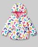 Babyhug Woven Full Sleees Hooded Jacket with Butterfly Print - Pink