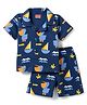 Babyhug Cotton Knit Full Sleeves Shirt & Shorts Co-Ord Night Suit With Nautical Print - Navy Blue