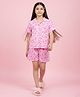 Barbie by Tiny Girl Cotton Woven Mattel Featuring Half Sleeves Barbie Text Printed Coordinating Shirt & Shorts Night Suit - Pink