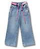 Barbie by Tiny Girl Cotton Woven Mattel Featuring Barbie & Rainbow Patch Detailed  Jeans- Light Blue