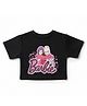 Barbie by Tiny Girl Knit Mattel Featuring Half Sleeves Barbie   Printed Crop Top - Black