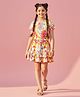 Tiny Girl Woven Half Sleeves Floral Printed Coordinating Top & Skirt Set - Cherry