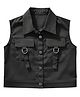 Tiny Girl Cotton Woven Sleeveless Solid Shirt - Black