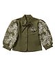Tiny Girl Cotton Woven Full Sleeves Embroidered Shirt - Olive Green