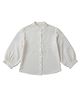 Tiny Girl Woven Full Puffed Sleeves Floral Embroidered Shirt - Off White