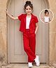 OLLINGTON ST. Waffle Knit Half Sleeve Top With Inner Tee & Culottes - Red & White