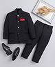 Jeet Ethnics Knit Full Sleeves Solid Jodhpuri Blazer & Trousers Set - Black