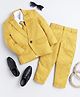 Jeet Ethnics Knit Full Sleeves Striped 4 Piece Party Suit Set With Tie - Yellow