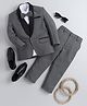 Jeet Ethnics Knit Full Sleeves Abstract Printed 4 Piece Party Suit Set With Bow - Grey