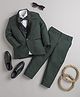 Jeet Ethnics Knit Full Sleeves Self Designed 4 Piece Party Suit Set With Bow - Green