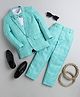 Jeet Ethnics Knit Full Sleeves Checked 4 Piece Party Suit Set With Bow - Sea Green
