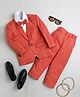 Jeet Ethnics Knit Full Sleeves Checked 4 Piece Party Suit Set With Bow - Peach