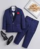 Jeet Ethnics Knit Full Sleeves Solid 4 Piece Party Suit Set With Bow - Navy Blue