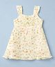 Dew Drops Cotton Knit Frock with Sleeveless, Floral Print in Lemon/Light Yellow