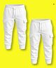 NUSYL Cotton Blend Knit Pack Of 2 Solid Cargo Style Joggers - White