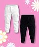 NUSYL Cotton Blend Knit Pack Of 2 Solid Cargo Style Joggers - Black & White