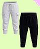 NUSYL Cotton Blend Knit Pack Of 2 Solid Cargo Style Joggers - Black & Grey