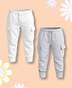 NUSYL Cotton Blend Knit Pack Of 2 Solid Cargo Style Joggers - White & Grey