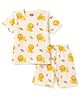 Babyhug Cotton Knit Half Sleeves Lion Printed Co-Ords T-Shirt & Shorts Night Suit - Cream