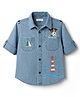 US Polo Assn Cotton Woven Printed Shirts Roll Up Sleeves Blue 4-5 Years