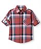 Rikidoos Cotton Woven Shirt Full Sleeves Plaid Rust Orange 2-3 Years