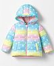 Babyhug Woven Full Sleeves Padded Hooded Jacket with Star Print - Pink