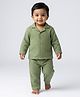 LazyToddler Muslin Woven Full Sleeves Solid Shirt & Pajama Night Suit - Green