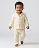 LazyToddler Muslin Woven Full Sleeves Solid Shirt & Pajama Night Suit - Off White