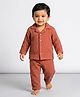 LazyToddler Muslin Woven Full Sleeves Solid Shirt & Pajama Night Suit - Sandalwood