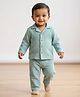 LazyToddler Muslin Woven Full Sleeves Solid Shirt & Pajama Night Suit - Teal