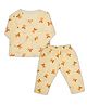 LazyToddler Muslin Woven Full Sleeves Teddy Bear Printed Coordinating Shirt & Pants Set - Multi Colour