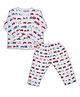 LazyToddler Muslin Woven Full Sleeves Vehicles Printed Coordinating Shirt & Pants Set - Multi Colour