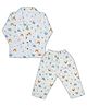 LazyToddler Muslin Woven Full Sleeves Whale Printed Coordinating Shirt & Pajama Night Suit - Multi Colour