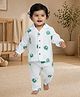 LazyToddler Muslin Full Sleeves Bear Face Printed Coordinating Shirt & Pajama Night Suit - Multi Colour