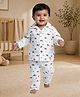 LazyToddler Muslin Full Sleeves Night Sky Printed Coordinating Shirt & Pajama Night Suit - Multi Colour