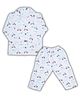 LazyToddler Muslin Full Sleeves Bicycle Printed Coordinating Shirt & Pajama Night Suit - Multi Colour