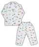 LazyToddler Muslin Woven Full Sleeves Animals Printed Coordinating Shirt & Pajama Night Suit - Multi Colour