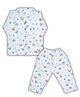 LazyToddler Muslin Woven Full Sleeves Whale Printed Coordinating Shirt & Pants Set - Multi Colour
