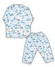LazyToddler Muslin Woven Full Sleeves Dinosaurs Printed Coordinating Shirt & Pants Set - Multi Colour