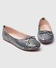 Toothless Bow Applique & Foil Detailed Ballerinas - Blue