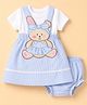 Toffyhouse Interlock Knit Half Sleeves Frock With Inner Tee & Bloomer with Bunny Applique - White
