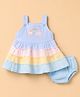 ToffyHouse Cotton Woven Sleeveless Frock With Bloomer & Rainbow - Blue